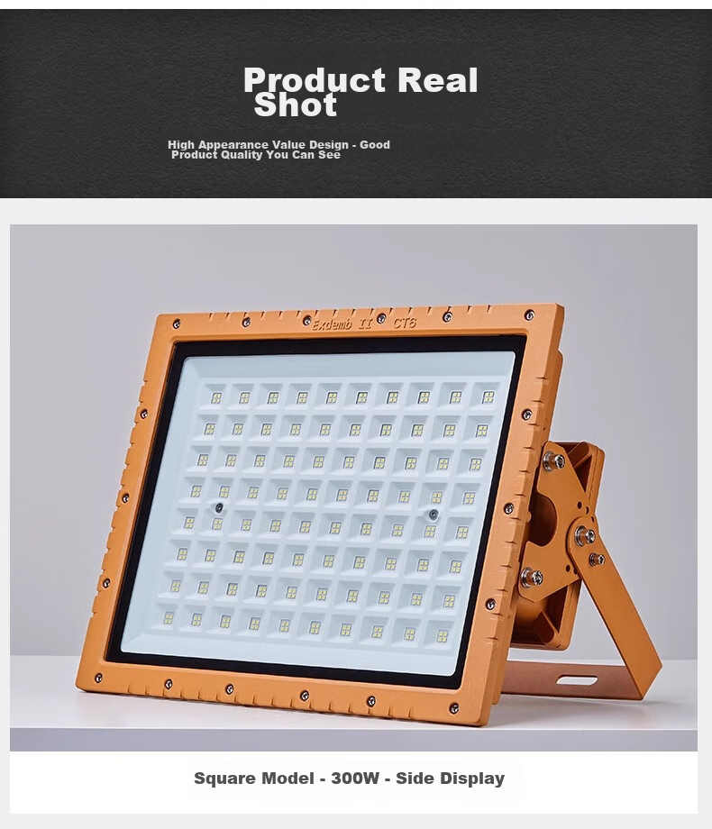Qianzhiyi LED Explosion-Proof Light High-Power Waterproof Corrosion-Resistant Square QY-GY-FB200W Industrial Floodlight for Construction Sites, Warehouses, Factories, Chemical Plants, Workshops, Gas S 14