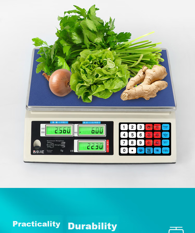 BJ Electronic Pricing Scale, Electronic Weighing Machine, Commercial Food Scale, Grocery And Fruit Electronic Scale, 30KG Flat Surface 11