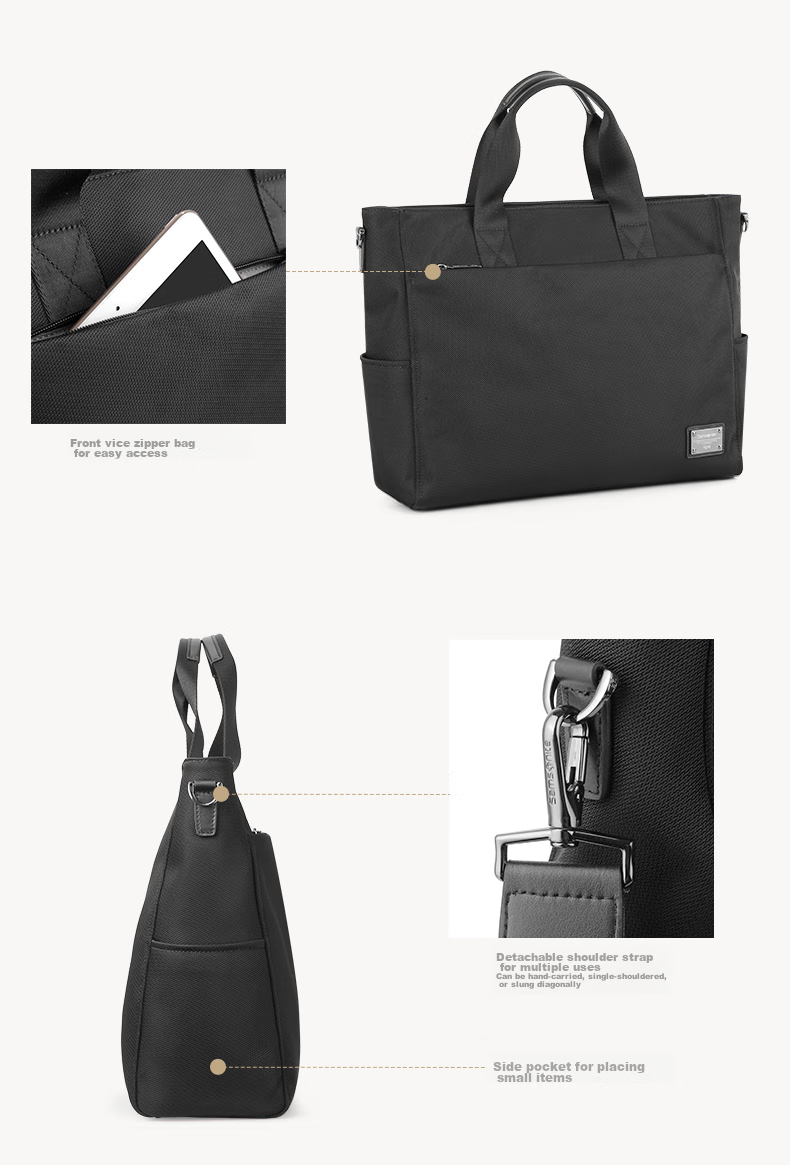 Xinxiuli Men's Briefcase, 14-Inch Laptop Nylon Handbag, Business Travel Bag, Birthday Gift, TN6 6