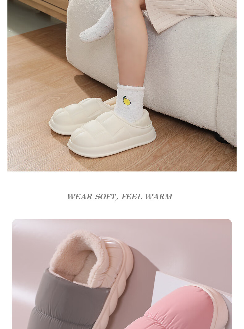 FOOTOPPO Waterproof Cotton Slippers, Maternity Shoes, Autumn And Winter Outdoor Wear, Thick-Soled Non-Slip Slippers, Winter Warm Cotton Shoes, Home Shoes for Me 12