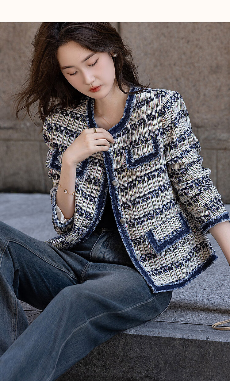 Dme [Qianjin Madeline] Spring And Autumn Elegant Vintage Chanel-Style Coarse Woven Strap Comfortable Slimming Women's Jacket 10