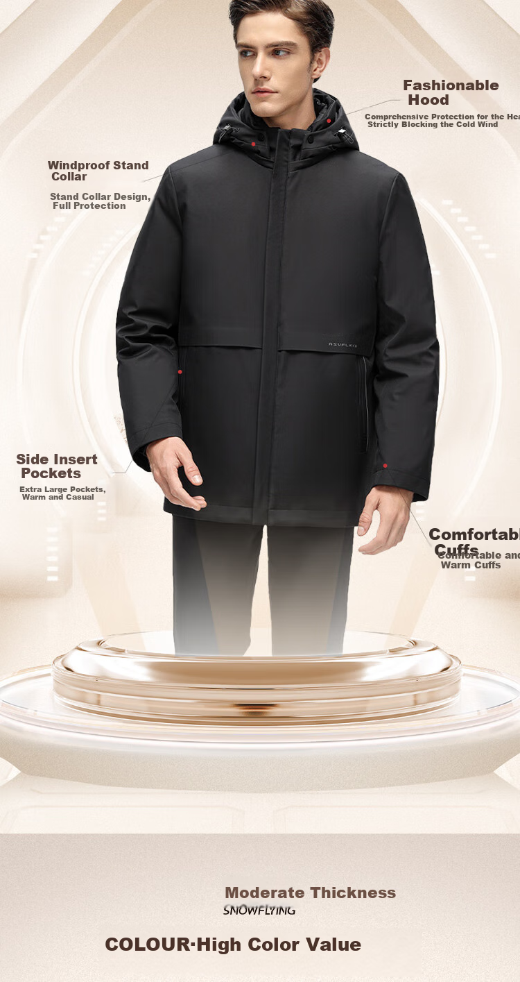 SNOWFLYING [Durable Goose down Jacket] Men's Detachable Inner Liner Warm Coat for Middle-Aged And Elderly Fathers 5