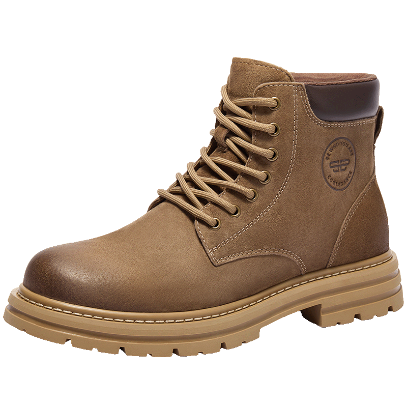 Belle Outdoor Men's Thick-Soled Yellow Boots with Fleece Lining A1763DD4 Khaki Fleece Size 41