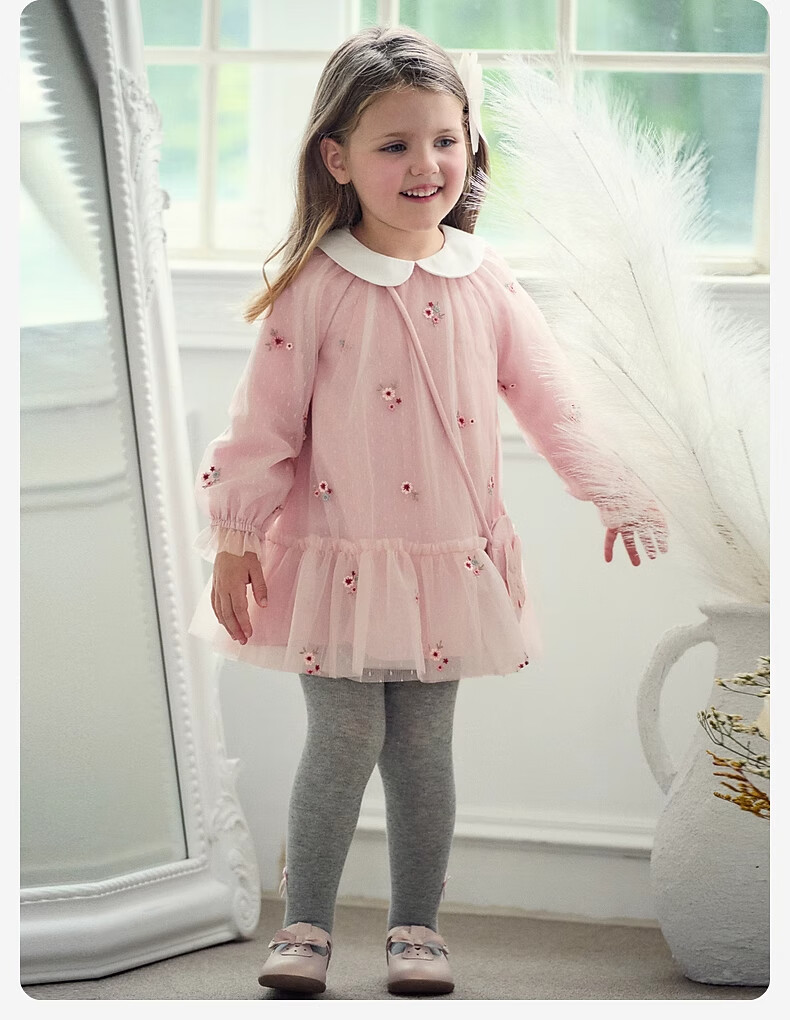 David Bella Girls' Autumn Dress, Children's Western Style Mesh Princess Dress, Girls' Baby Dress 3
