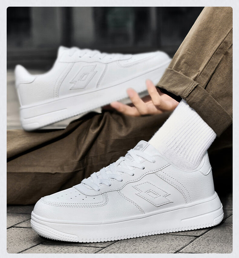 LOTTO Men's Skateboard Shoes with Shock Absorption And Rebound, Soft-Soled Lightweight Versatile Low-Top Casual Sneakers 8035 White/black 41 16