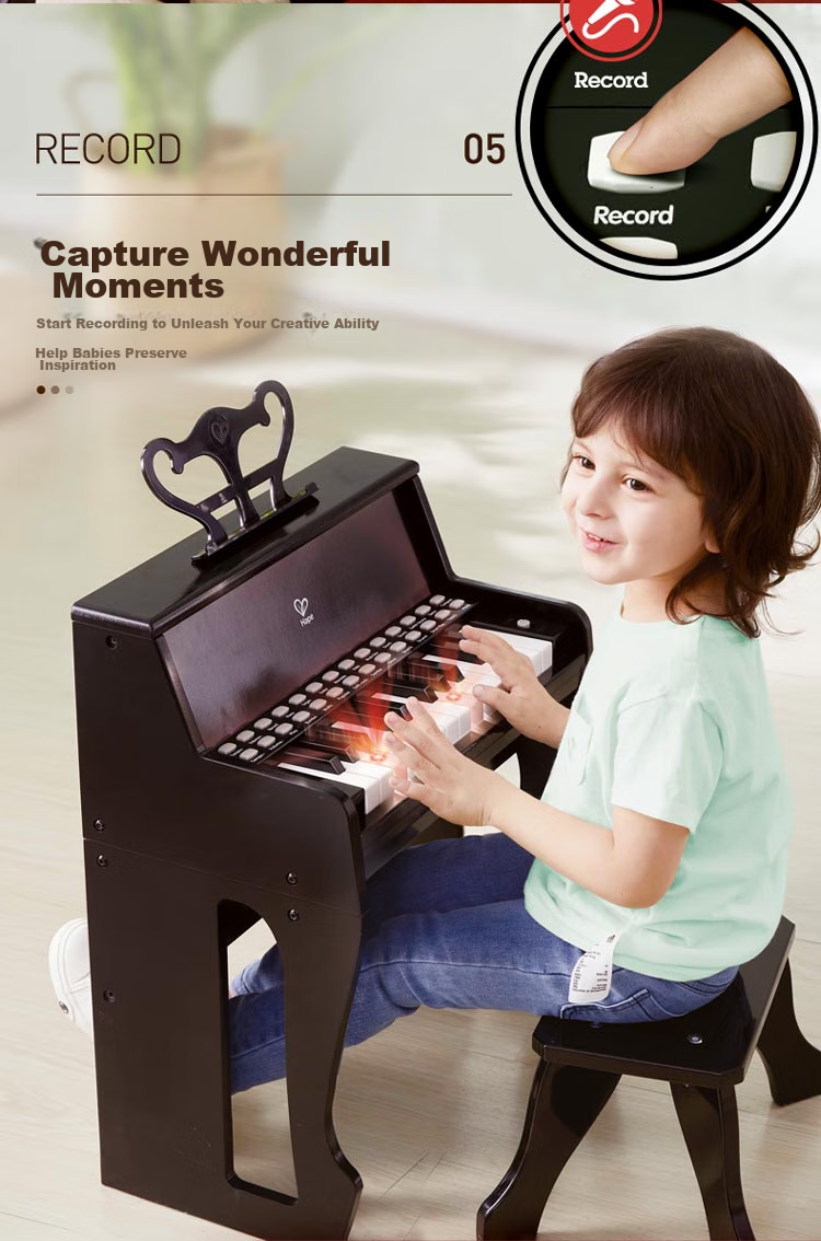 Hape (Germany), Children's Piano Toy Instrument, 25 Keys, Light-Up Teaching Piano, Red, Girl's Birthday Gift, E0630 7