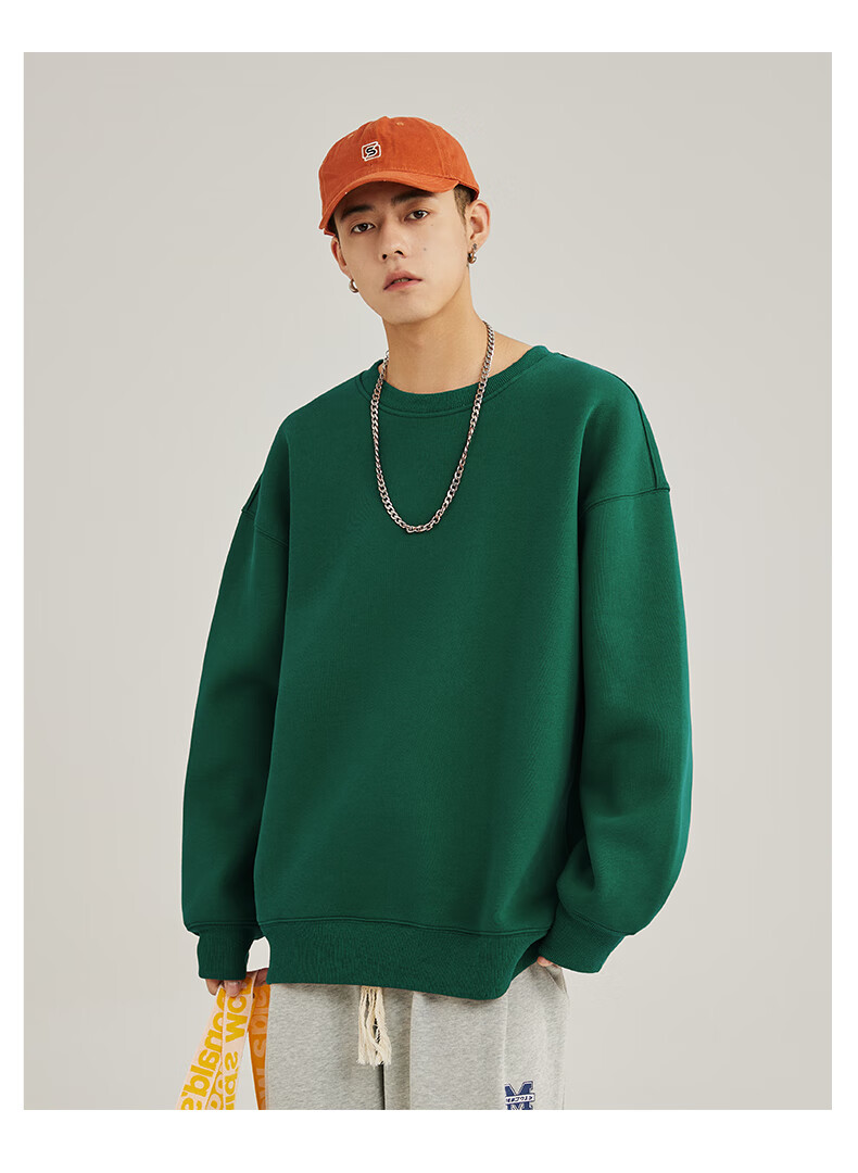 JEANSWEST LIFE Zhenweisi Crew Neck Sweatshirt for Men, Spring And Autumn Heavyweight Quality Breathable Top, American Trendy Brand Youth Versatile Jacket 18