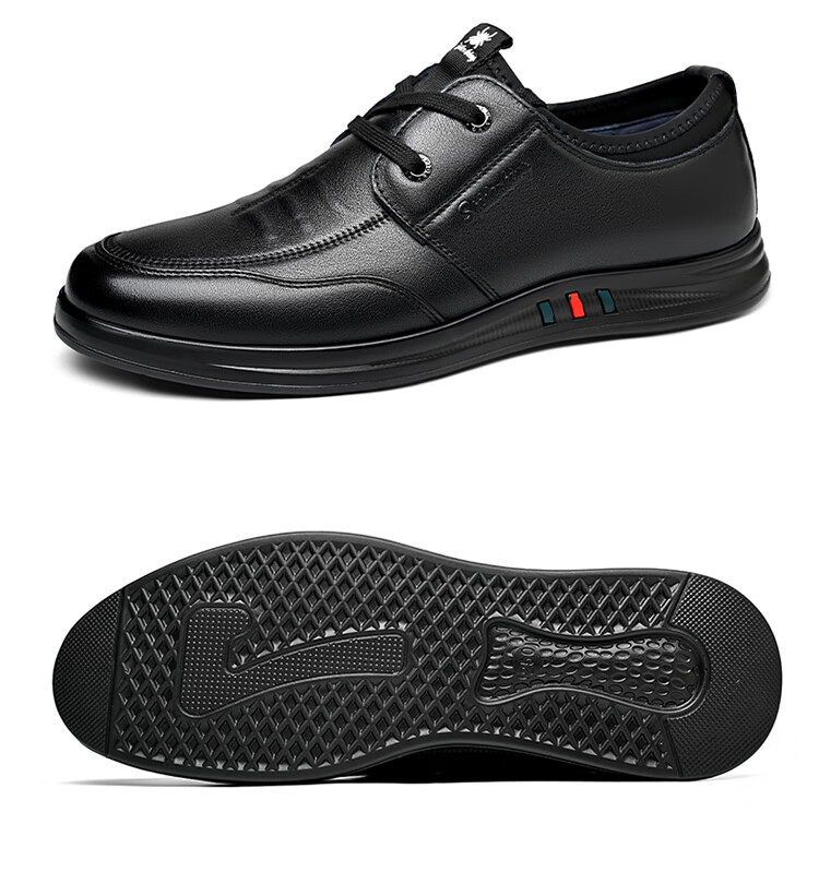 SPIDER KING Men's Casual Leather Shoes with Lace-Up, Korean Style Soft Sole Fashionable Business Men's Loafers, Black, Size 40 14