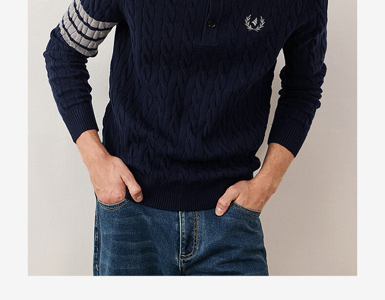 Navikail Italian Small Sailboat Antibacterial Warm Knit Sweater Men's Half-Zip Collar 1344044503 Gray XL/52 19