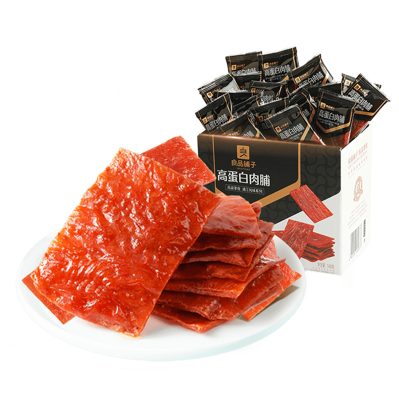 良品铺子高蛋白肉脯原味500g约27包 靖江风味 猪肉鸡肉干 解馋休闲食品