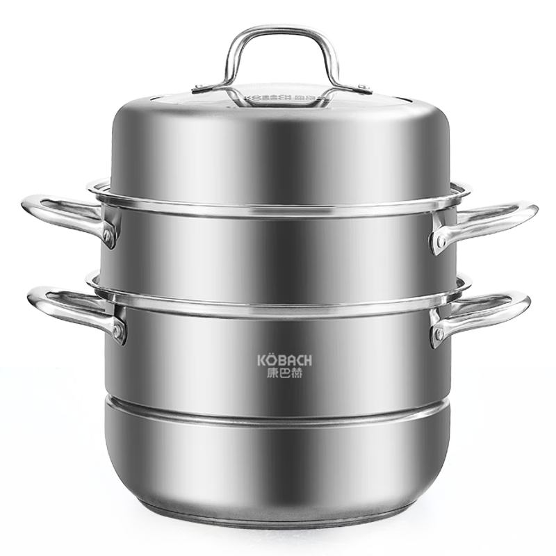 KBH 304 Stainless Steel Three-Layer Steamer Pot, Multi-Layer Steamer with Bottom, Large Soup Steamer Pot, Multifunctional Cookware, 30cm, Compatible with Gas Stoves