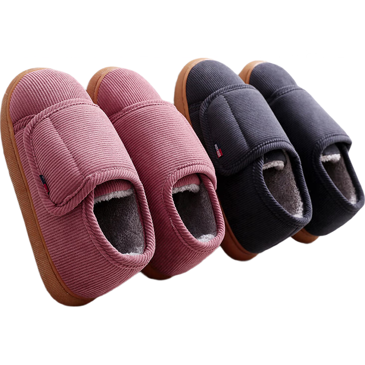 GUOLUOFEI Velcro Slip-On Cotton Shoes for Men And Women, Winter Fleece-Lined Thick Non-Slip Warm Shoes for Mothers And Elderly