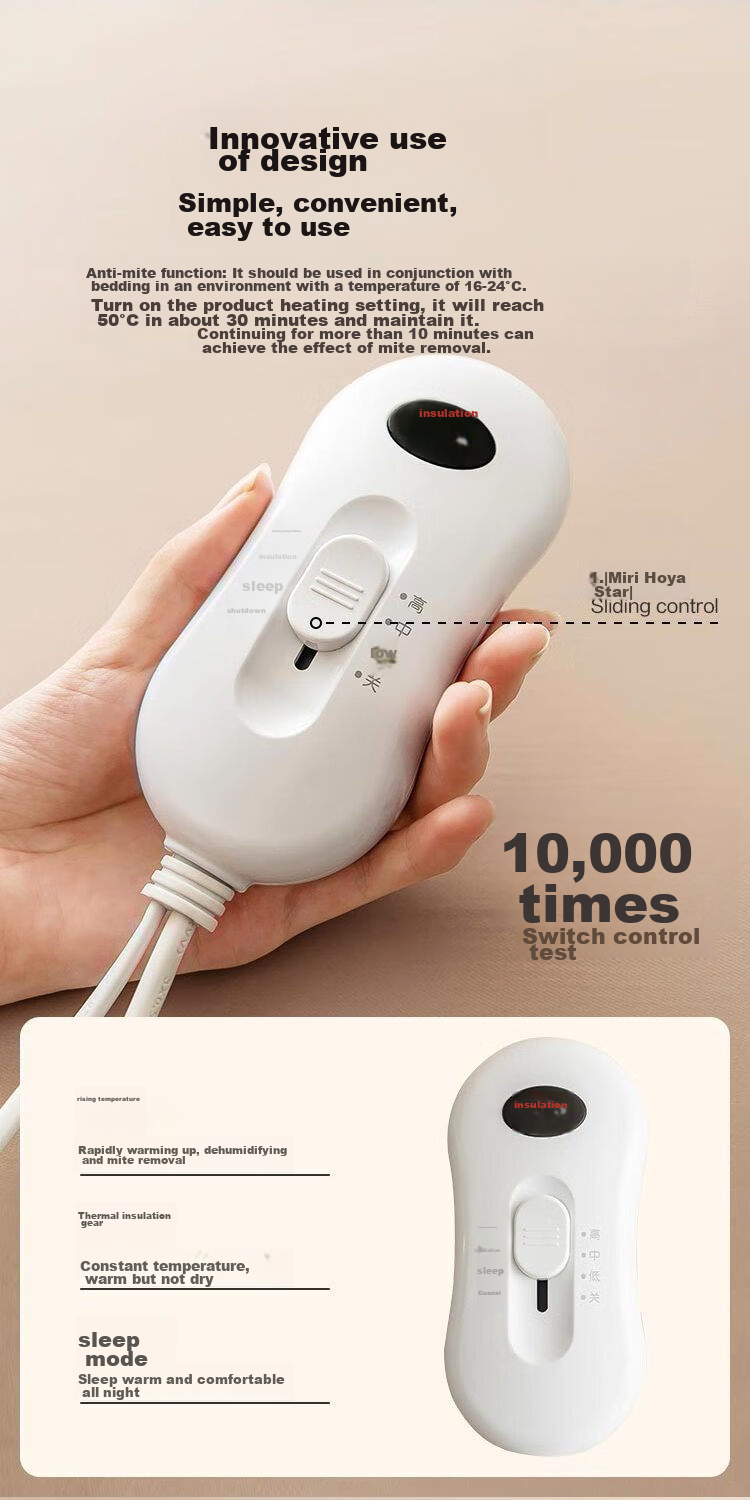 JD Original Electric Heating Blanket with Timer, High Temperature Cut-Off, Mite Removal, Dual-Sized, Dual-Temperature Control, 1.5×1.8 Meters, Khaki, Sold by JD 10
