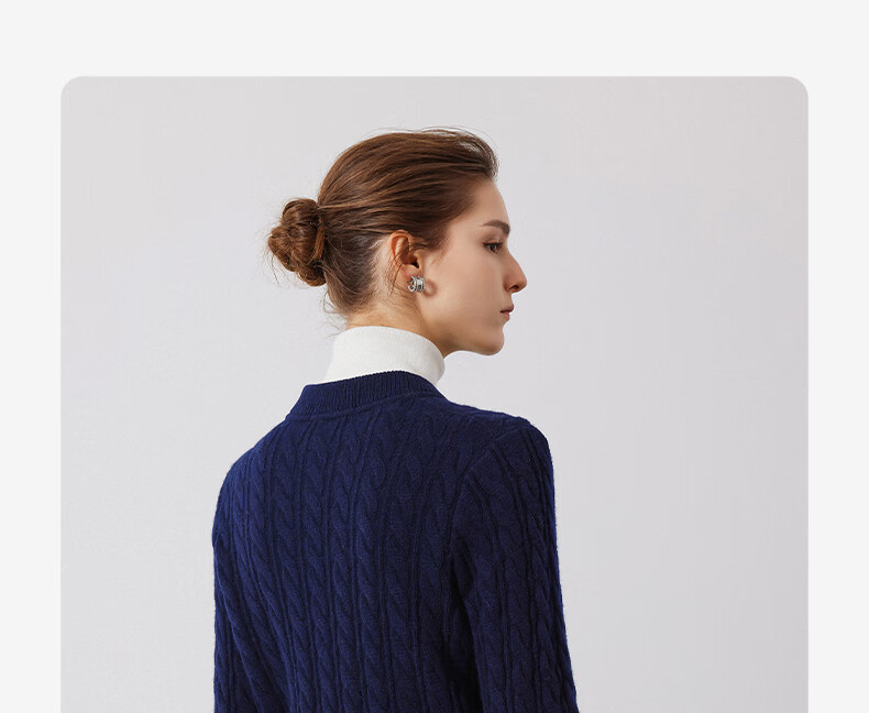 Navigare Italian Small Sailboat Autumn And Winter Women's All-Wool Jacket, Cable Knit Sweater Cardigan 2334094508 M 16