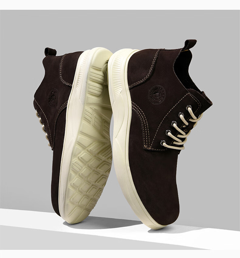 MELLEN British Style Versatile Mid-Top Leather Boots Retro Trendy Boots for Men Thick-Soled MYD67691 Light Brown 37 3