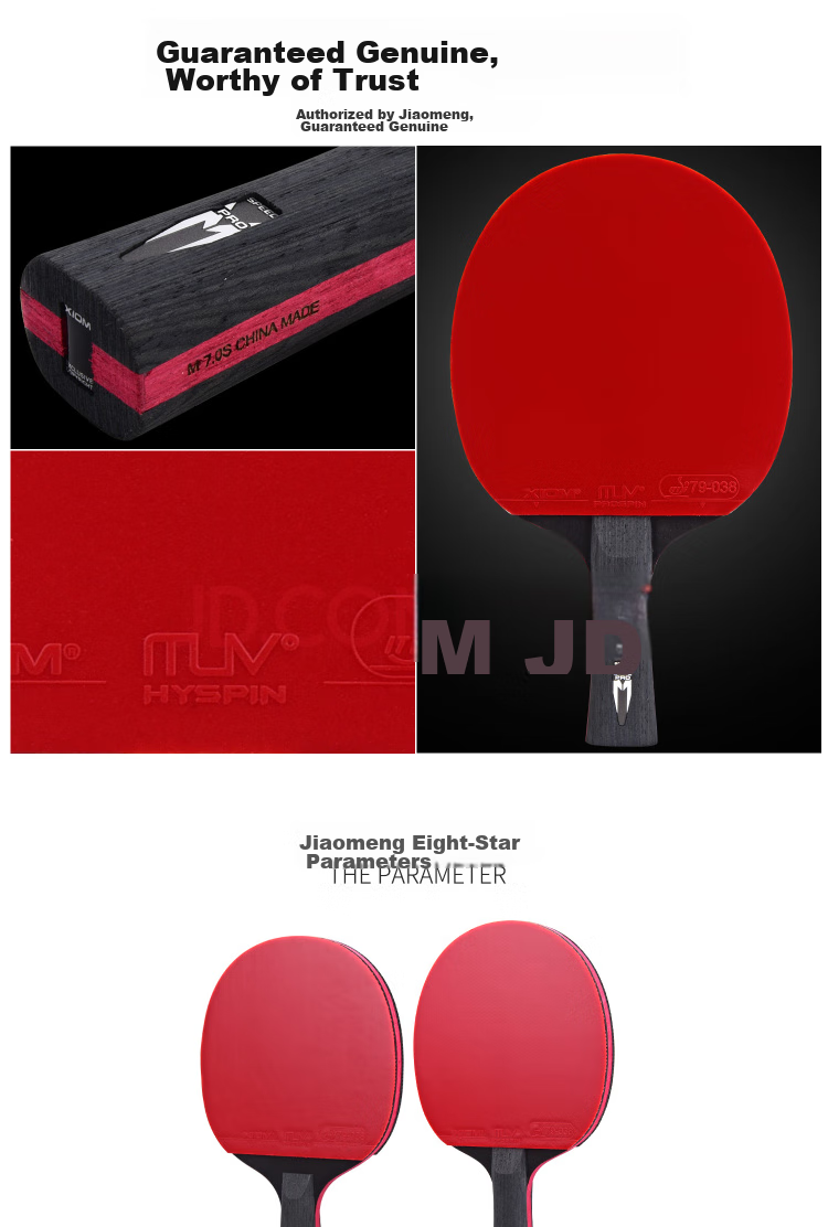 XIOM Table Tennis Racket Straight Handle Single Piece 9-Star Carbon Fiber Racket Double-Sided Reverse Rubber ZETA 9.0S 6