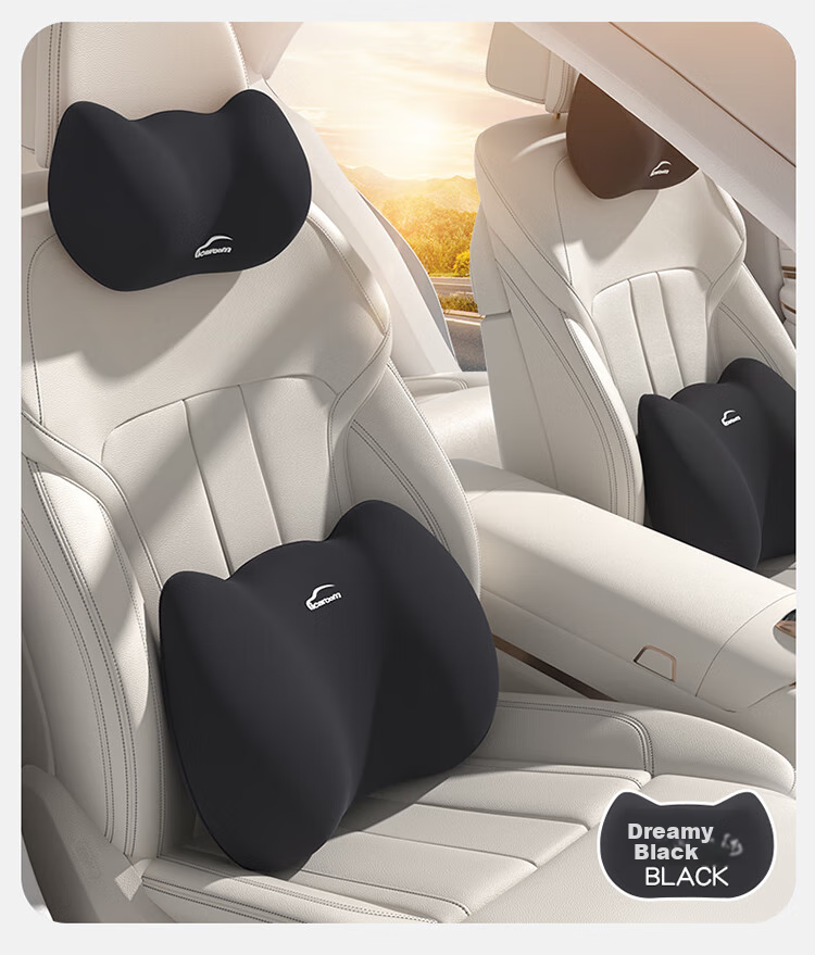 Rice Soup Car Headrest And Lumbar Support Set, Neck Pillow, Car Cushion, Memory Foam Pillow, Waist Protector, Back Support Pad for Women, Cute Desig 18