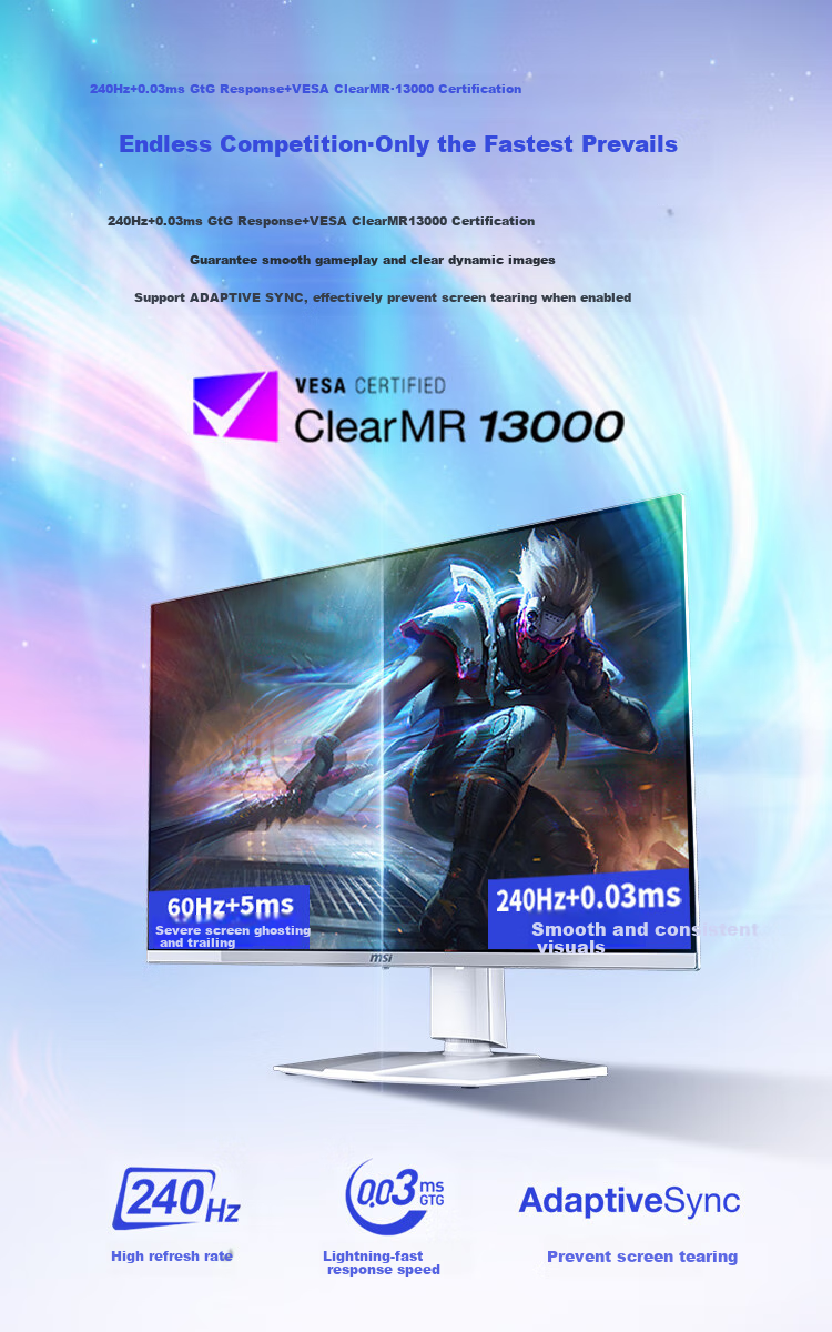 MSI Aurora MPG 321URXW QD-OLED 32-Inch 4K 240Hz Quantum Dot OLED 0.03ms Type-C 90W White Gaming Monitor 5
