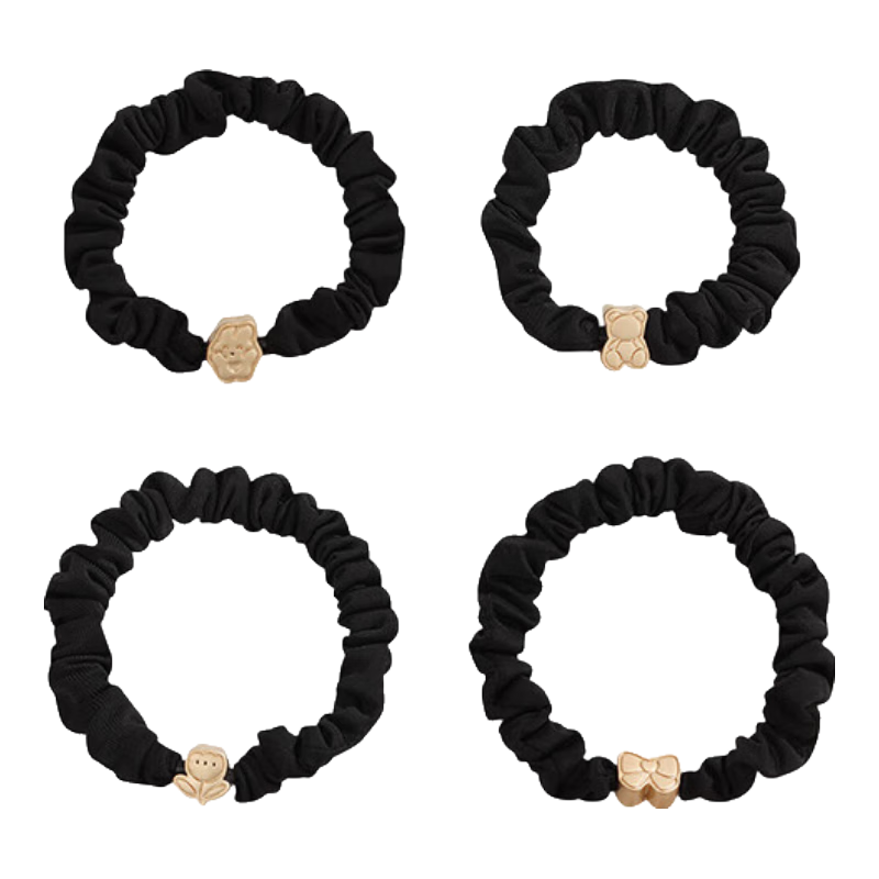 CHIMERA 4 Ponytail Hair Ties, Simple Glazed Heart-Shaped Hair Bands, Hair Ties for Women, Mid-Autumn Festival Gift