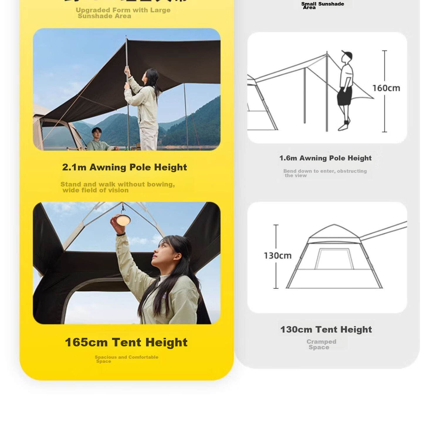 CAMEL Outdoor Black Tarpaulin Tent, Camping Overnight Portable Sun Protection Rainproof Park Picnic Camping Equipment B631 2