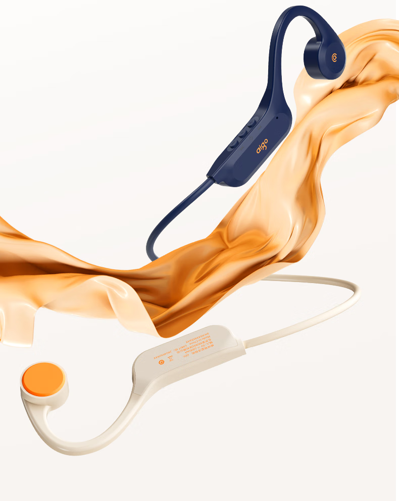Aigo Bone Conduction Bluetooth Sports Headphones for Children, IP56 Dust And Water Resistant, Open-Style, Suitable for Cycling, Running, Ear-Hook Design, Long Battery Life, Compatible with Smartphones, G03 Beige 19