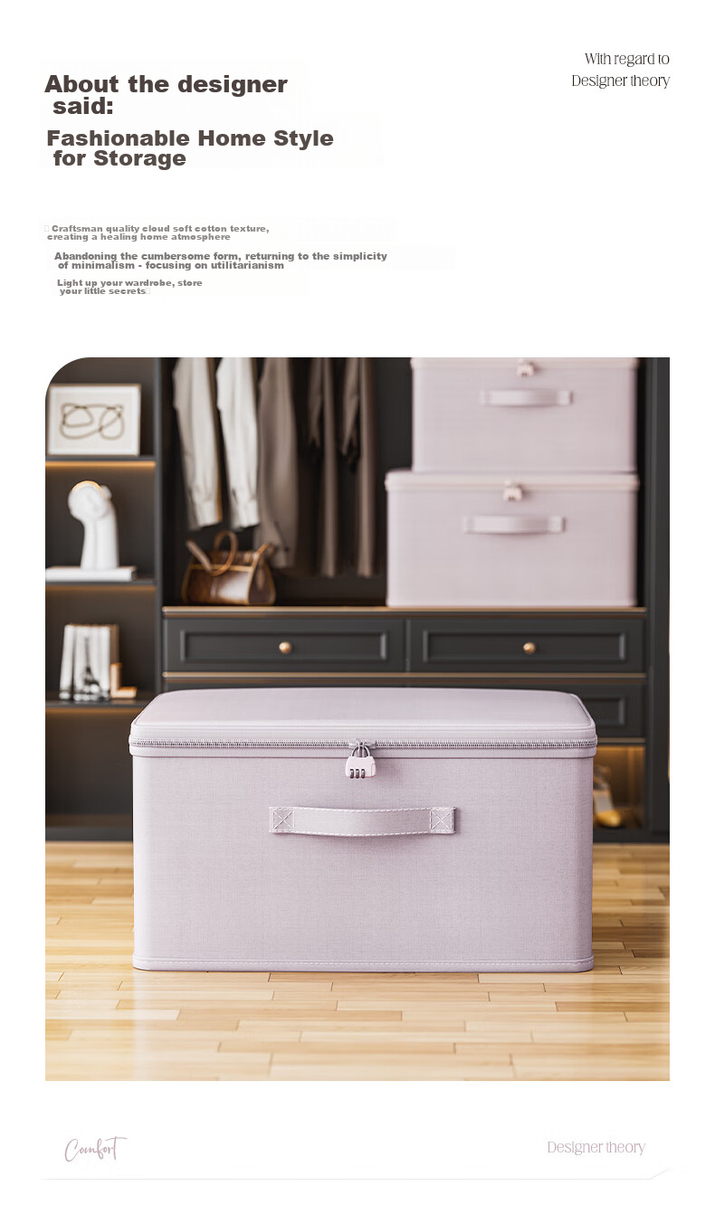 Bonnie Home Covered Clothes Storage Box Large Capacity Foldable Quilt Clothing Down Jacket Organizer Bin 2