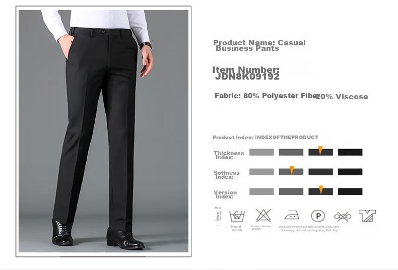 ROMON Wrinkle-Resistant Non-Iron Dress Pants for Men, High-Waisted Loose Casual Business Suit Trousers Straight-Leg Dad Pants 9