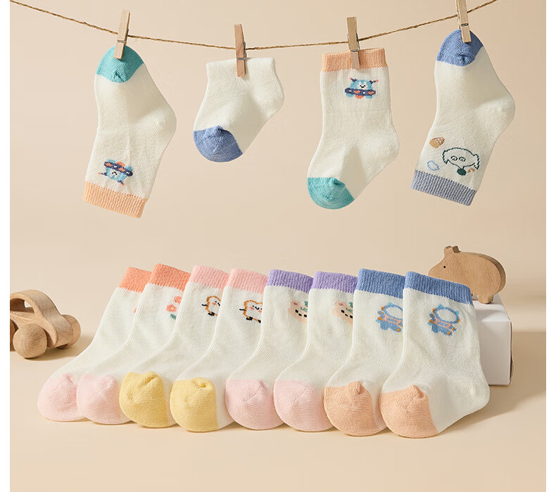 Beitaisi Baby Socks, Spring And Autumn Warm New Style, Moisture-Absorbing Non-Slip Newborn Infant Cotton Socks, Mid-Calf Socks for Boys And Girls 18