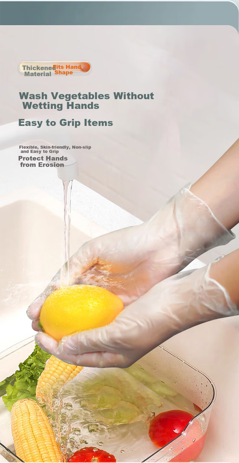 Jiansi Disposable Gloves, PVC Gloves, 100 Pieces, Large Size, Food Grade, for Dishwashing, Kitchen, Beauty Care, Household Cleaning, Transparent, Waterproof 3