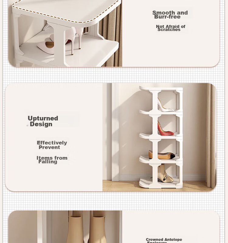 Anerya Simple Shoe Rack, Multi-Tier Storage for Entryway, Dormitory And Home Use, Space-Saving Vertical Organizer with Dividers, Shoe Cabinet, Warm White, 5 Tiers 12