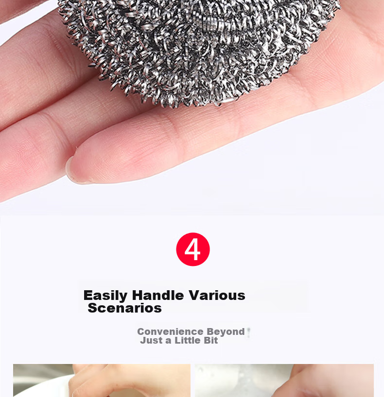 BASUN Steel Wool Scrubber, Pack of 8, Kitchen Dish Cleaning Ball, Pot Scrubber, Degreaser And Stain Remover 8