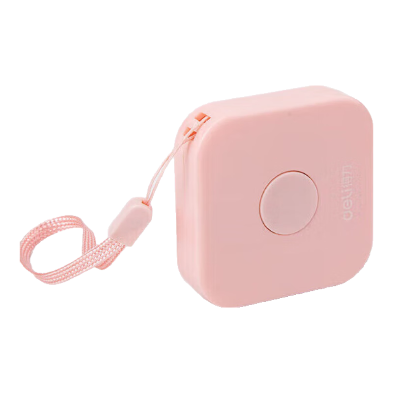 Deli Mini Leather Tape Measure, 2-Meter Measuring Tape for Body Circumference And Height, Portable Mini Leather Ruler with Auto-Retracting Function, Pink, 79652