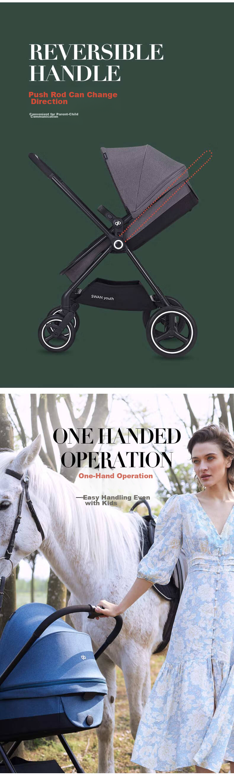 Gb Cloud View Two-Way Lightweight High Landscape Stroller, Can Sit Or Lie Down, Baby Carriage for Outings, Dark Gray 7