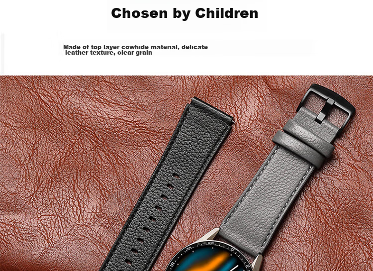 ESCASE Suitable for Huawei Watch Straps GT6/5/4/Pro/Watch5/4/3/Buds Smartwatch, Fine Litchi Pattern Genuine Leather Strap, 46/48MM, Premium Gray S02 2