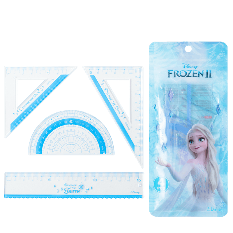 Disney Student Ruler Set, Straight Ruler Triangle Ruler Protractor Combination Pack, Children's Exam Drawing Stationery Ruler Set, Frozen E0252F