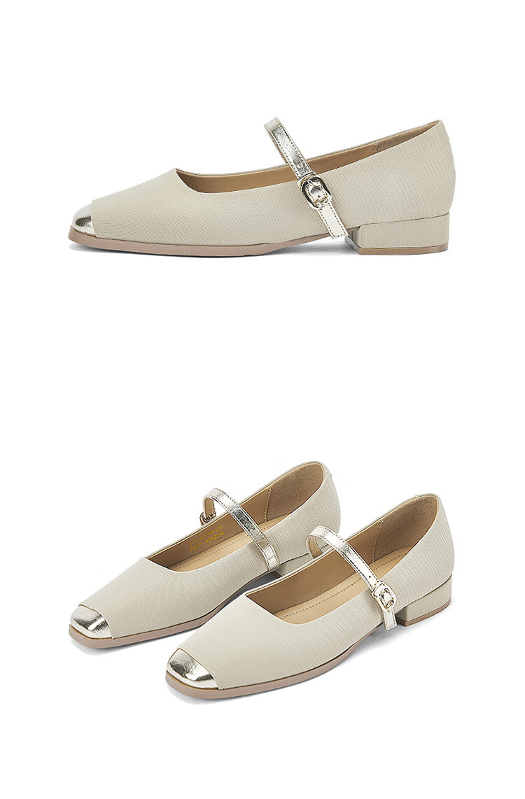 DAPHNE Women's Shoes, Spring And Autumn French Elegant Chanel-Style Leather Shoes, Color-Block Single-Strap Flats, Green, Size 36 18