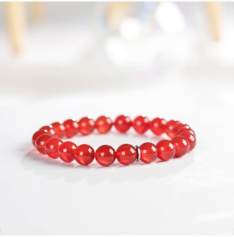 Istone Red Agate Bracelet, Couple's Beaded Bracelet, 12mm, New Chinese Style, Birthday Gift for Girlfriend 12