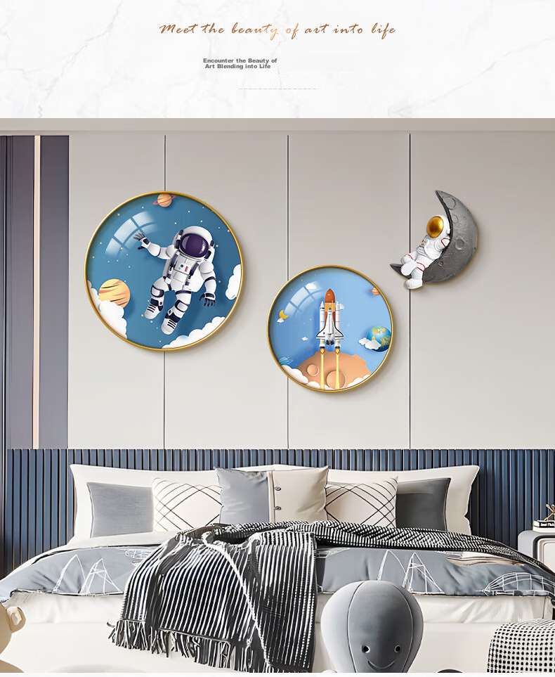 Haojiubujian Cartoon Dog Decorative Painting, Small Bedroom Wall Art for Children's Room, Cute And Cozy Bedroom Wall Painting 3