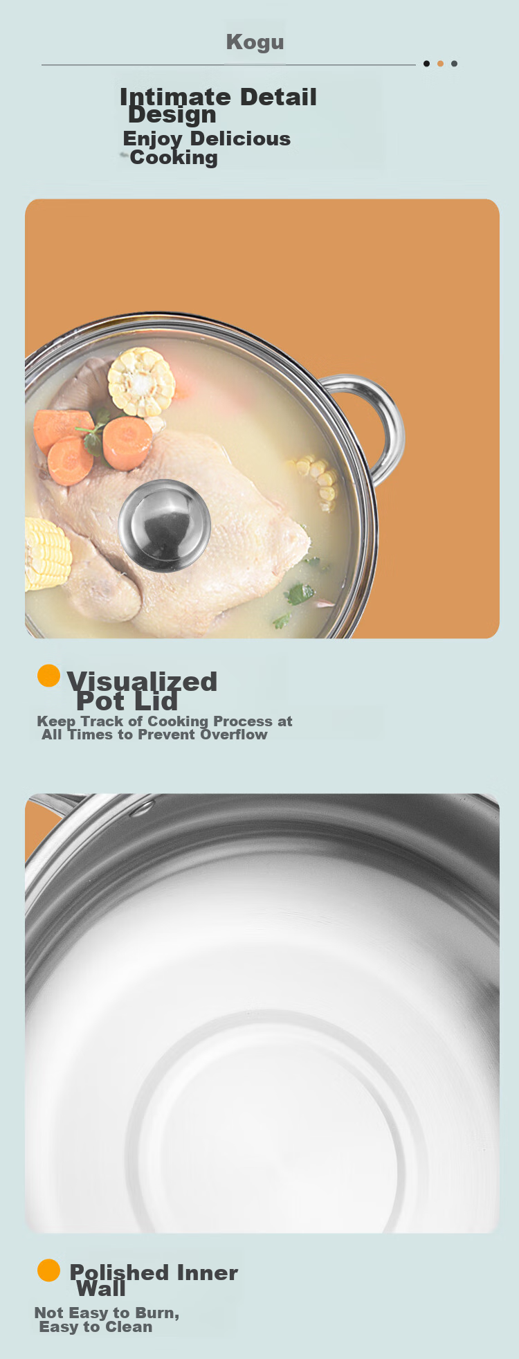 KEGOO Stainless Steel 30cm Double-Layer Steamer Hot Pot Soup Pot with Steaming Basket Compatible with Gas Stove and Induction Cooker KG593 3