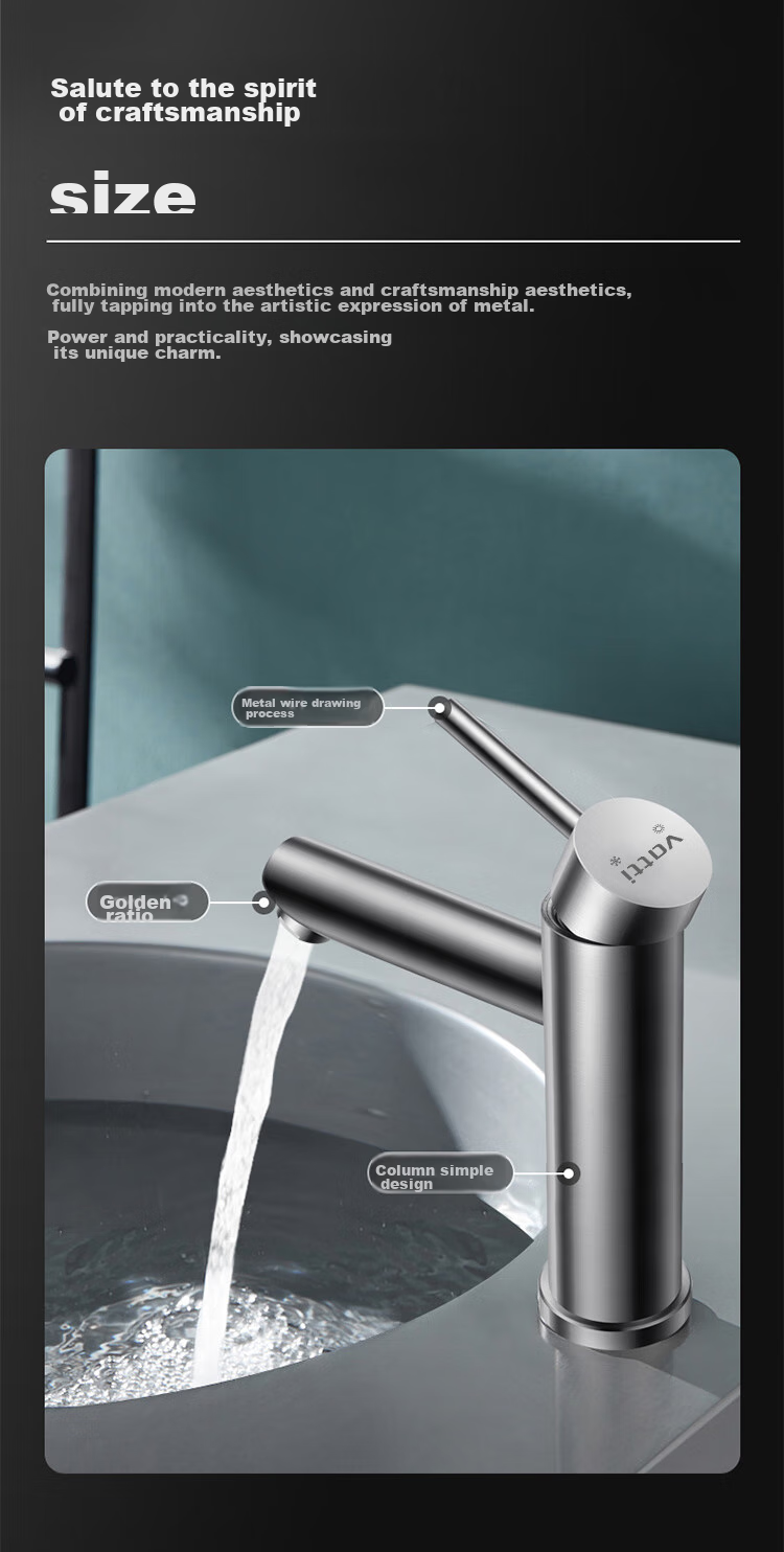 VATTI Basin Faucet, Washbasin, Face Basin, Bathroom Sink, Hot And Cold Stainless Steel Mechanical Arm, Swivel Rotatio 10