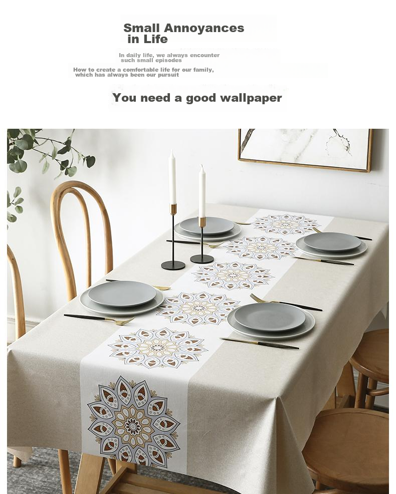 MOON TIME Round Tablecloth, European Style Waterproof Oil-Proof Scald-Resistant Washable Round Dining Table Cover Table Mat Champagne Color 2