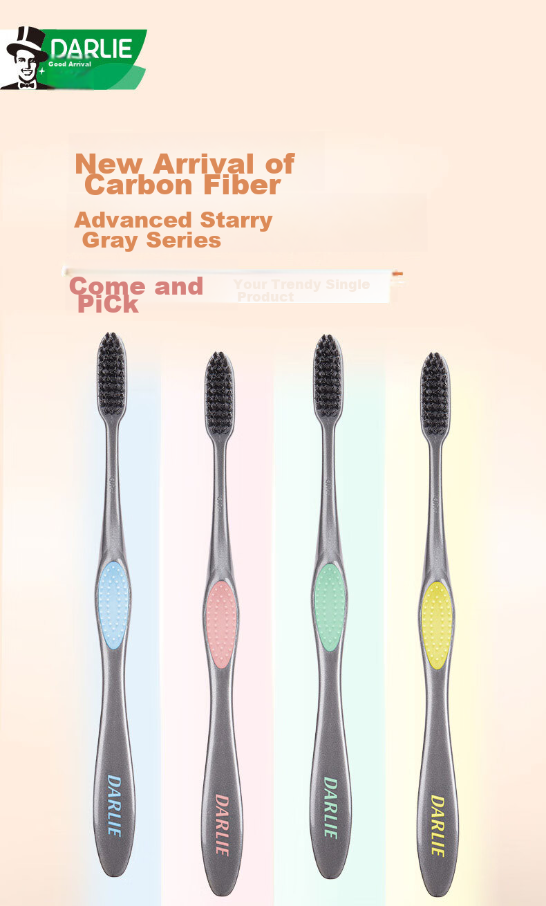 DARLIE Original Black Soft Bristle Toothbrush for Adults Deep Cleaning Tongue Coating 2-Pack Portable (Random Style) 1