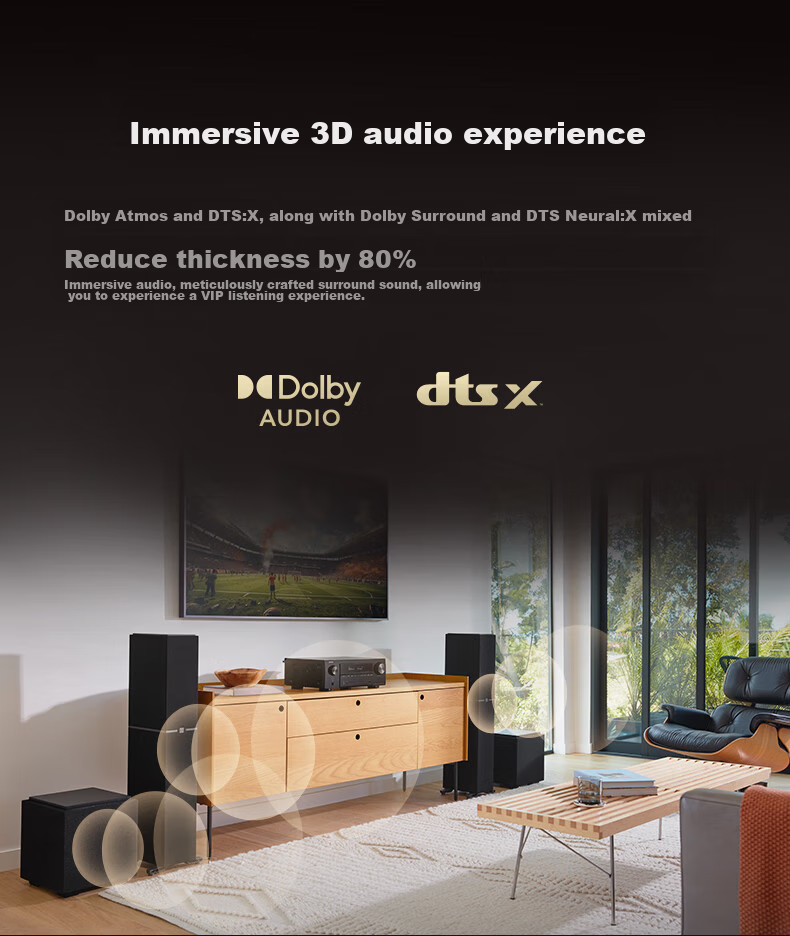DENON AVR-X1800H Amplifier with 3D Sound Effects, 8K Home Theater, 7.2 Channel HEOS Lossless Music Streaming, 175W High Power, Imported Dolby Atmos DTS:X Bluetooth WiFi 3
