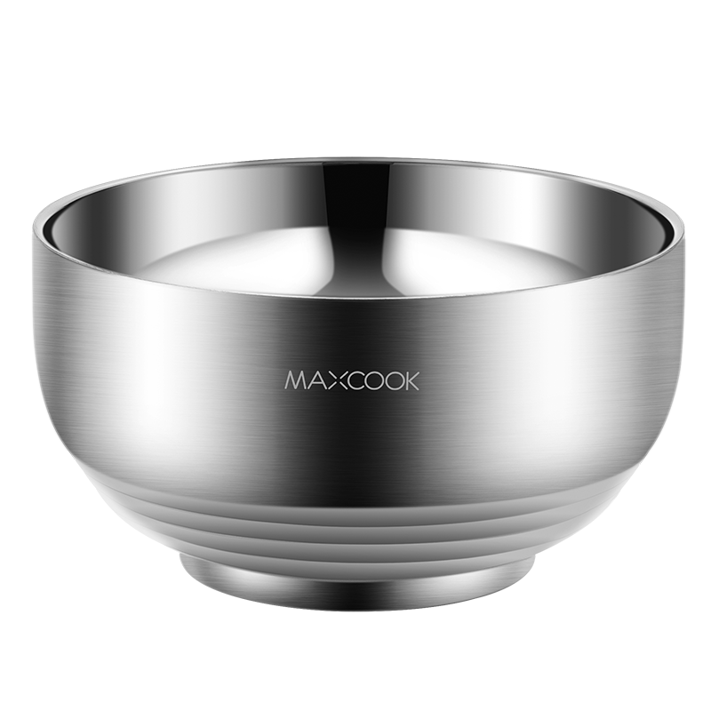 MAXCOOK 304 Stainless Steel Bowl, Double-Layer Insulated Soup Bowl, Noodle Bowl, 13CM MCWA601