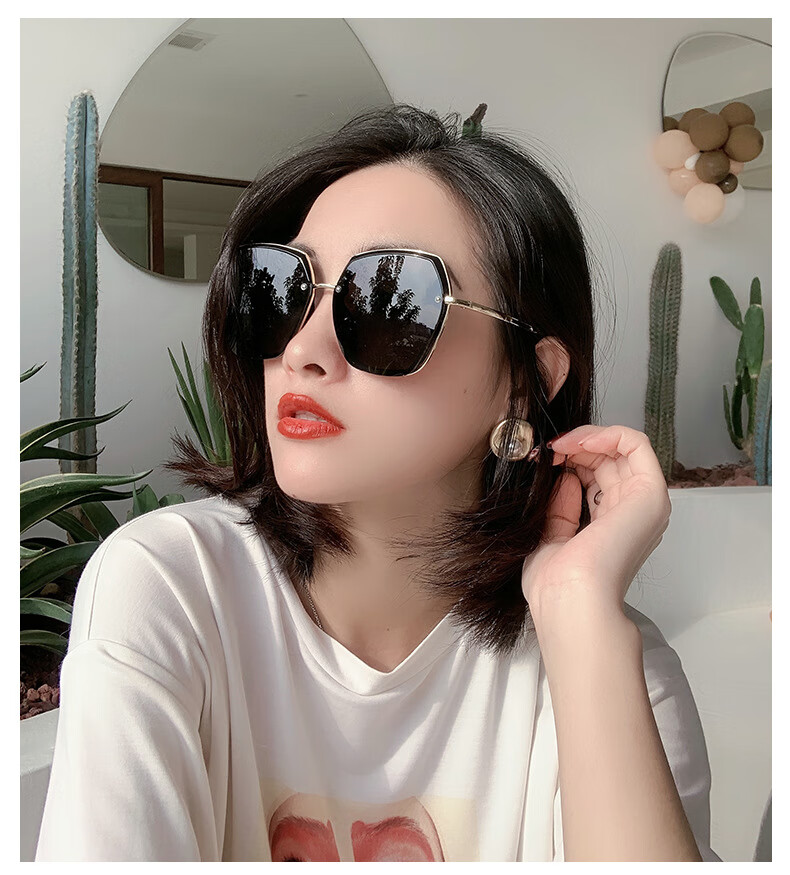 Lafudelu Polarized Sunglasses for Women, UV Protection, Anti-Glare, Trendy Sunglasses, Sun Protection, Wide Frame, Slimming Effect 8