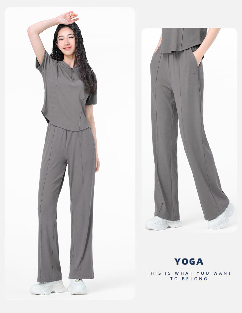 CAMEL Casual Sports Set, New Women's Clothing, Short-Sleeve Jacket, Wide-Leg Straight Pants, Two-Piece Set, Knitted Casual Sportswear 18