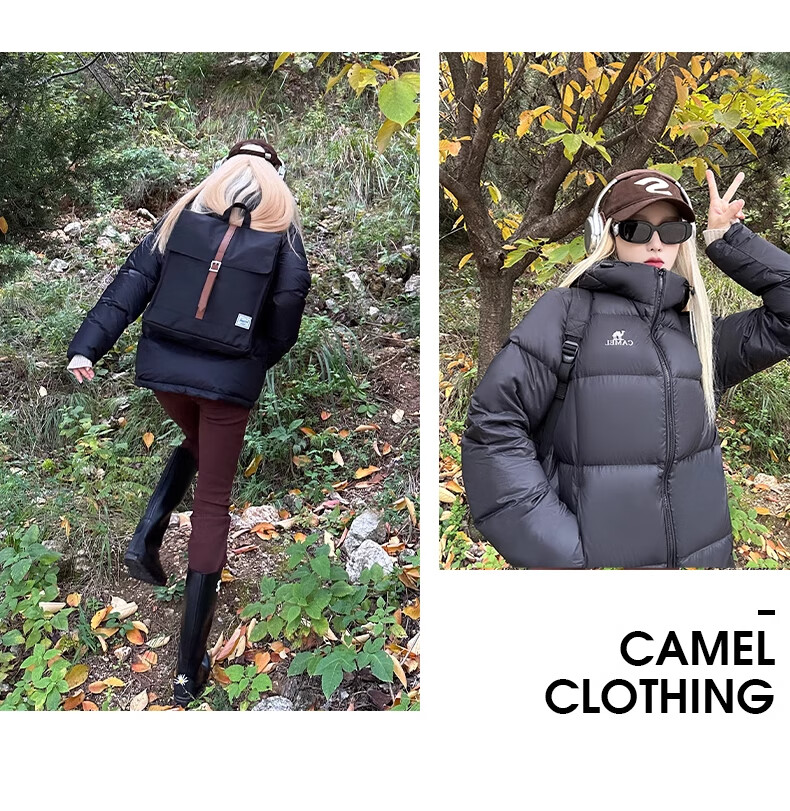 CAMEL Outdoor down Jacket, 600 Fill Power, New Short Style for Men And Women, Thick Puffer Coat 4