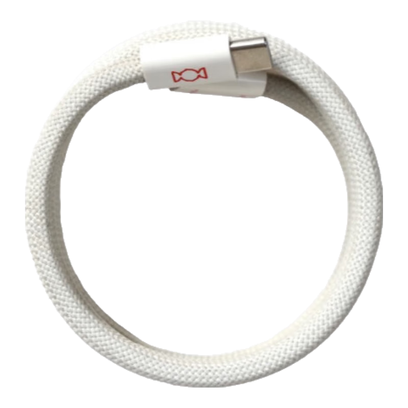 CANDYSIGN Candy Factory MagTie Hard Candy, Fully Magnetic Adhesive Sticker Line, 60W USB C-C Sweet White Apple IPhone 17/16 Charging Cable, Data Cable, 3A Fast Charging Type-C IPad