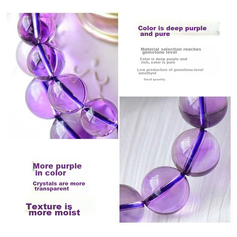 Yuyouqing [Passing The Exam Transfer] Natural Amethyst Bracelet for Men And Women, Emotional Stability Wisdom Wealth-Attracting Beaded Bracelet, Gift for Boyfriend Girlfriend 10