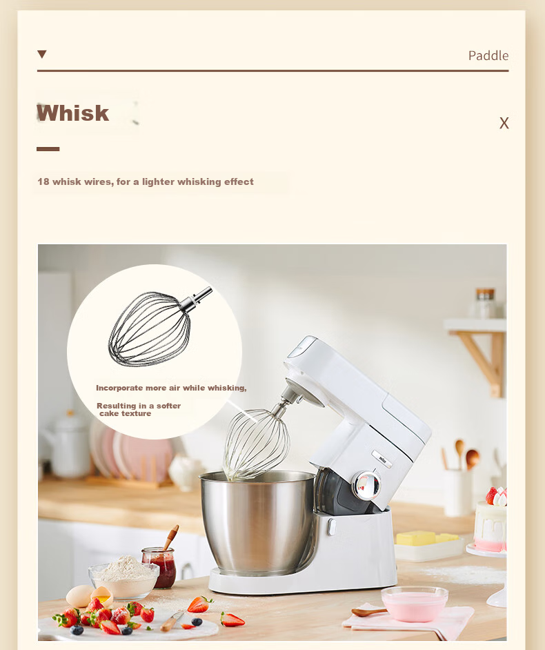 BRAUN Household Kitchen Machine, 6.7L Multifunctional Whisking And Mixing Machine, Electric Egg Beater, Baking Cream Whipper, Self-Operated Blending Food Processor KBL4300W 11